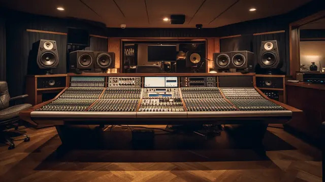 Pngtree Music Recording Studio With A Large Monitor Desk Image 2933705